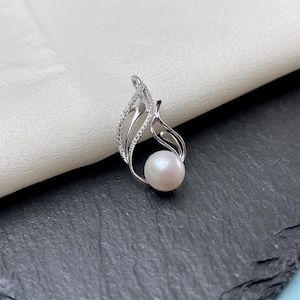 Pendentif perle Edison baroque ronde paon blanc rose, véritable pendentif perle en argent plaqué or blanc demoiselle d&#39;honneur cadeau fête des mères