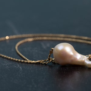 Natural White Rare Baroque Pearl Pendant, Genuine Pearl Pendant With Solid 14K Gold Finding Setting Bridesmaid Mother's Day Gift image 4