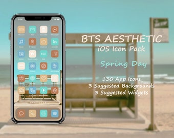 BTS Aesthetic iOS Icon Pack | Spring Day Theme | 130 App Icons - 3 Backgrounds - 3 Widgets