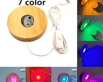 For Purchase Of 2 X Quantity Wooden LED Light Display Base 3D Crystal Ball Stand Lamp Holder Romantic Decor 7 Colours Fading Light Changing