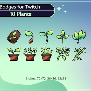 10 badges de plantes simples et mignons pour les streamers Twitch, Discord, émoticônes de badges de plantes de feuilles