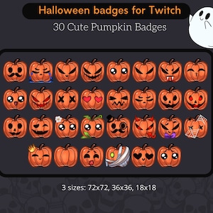 30 Cute Halloween Pumpkin sub badges Twitch Pack, twitch bit badges, twitch package, twitch halloween, spooky season