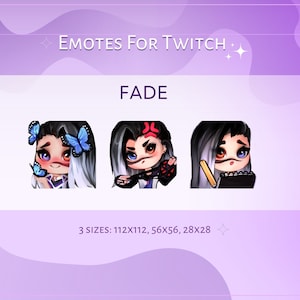 Fade Valorant emotes for Twitch, cute valorant emote pack, discord emotes, chibi