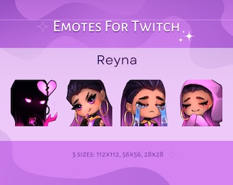 Reyna Valorant Chibi Emotes Pack for Twitch, Discord, YouTube (Digital Download)