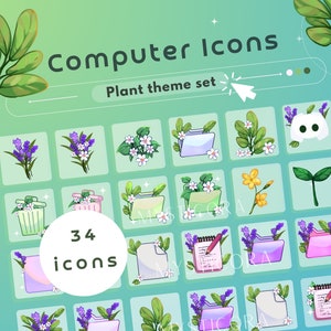 Plant Icons for Windows and Mac, cute desktop icon set, cute folder icons mac, aesthetic icons windows, plant theme desktop