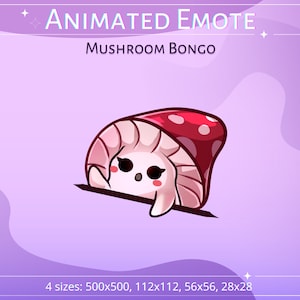 Cute bongo mushroom animated emote for Twitch, discord, youtube, Bongo emote, bongo meme, Mushroom guy, emotes for twitch, cute gif