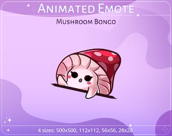 Cute bongo mushroom animated emote for Twitch, discord, youtube, Bongo emote, bongo meme, Mushroom guy, emotes for twitch, cute gif