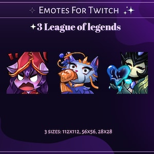 Cute League of legends emotes for twitch, discord, youtube, Yuumi, lulu and nami from league of legends, support pack, lol emotes