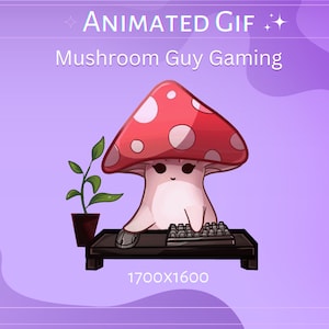 Cute Animated Mushroom GIF for twitch, discord, youtube, PNGtuber, Vtuber, giftuber, animated emotes