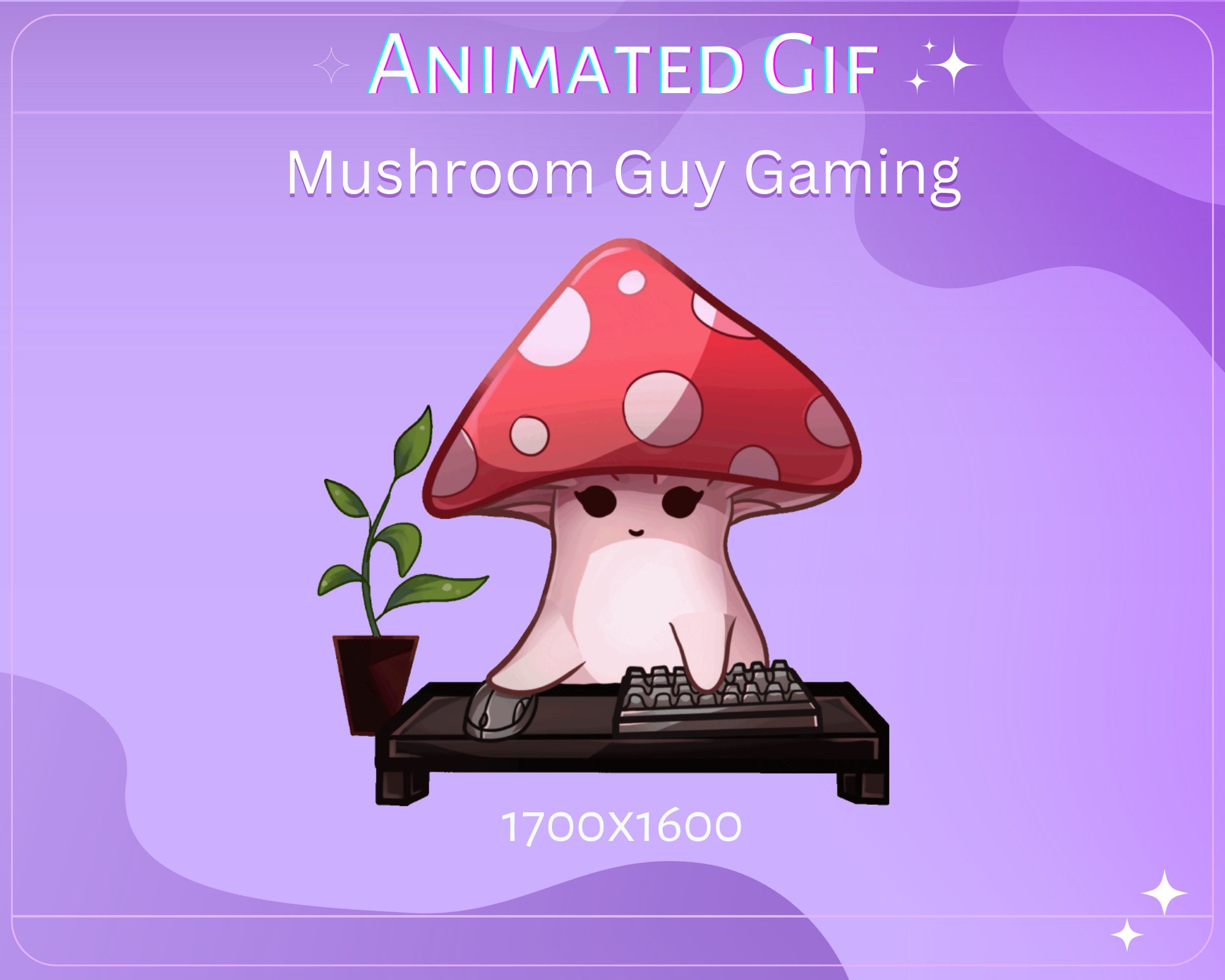 Cute Animated Mushroom GIF for twitch, discord, youtube, PNGtuber, Vtuber, giftuber, animated emotes