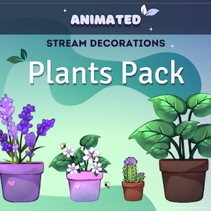 Animiertes Stream-Dekoration-Pflanzenpaket für Twitch, niedliche Blumen, gemütliches Thema, vtuber-Assets, Blatt, Ästhetik, Bienen, ruhiger Bach