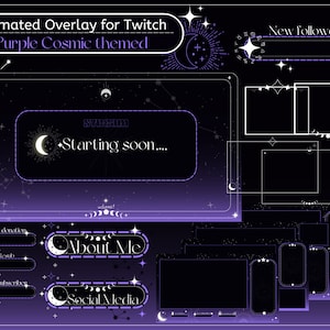 Animated Purple Cosmic Twitch Overlay Package Panels Twitch - Etsy