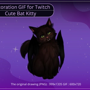 Cute Animated bat cat GIF Halloween decoration for Twitch, discord, youtube, assets