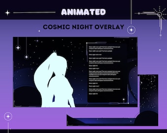 Animated Minimal Cosmic overlay for twitch, streamers, starry night, purple blue, vtuber scenes, just chatting, cozy package