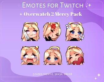 Cute Overwatch 2 Mercy Emotes for Twitch, youtube, discord, chibi, emotes pack