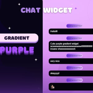 Purple Gradient Twitch chat widget, minimal cute purple, For OBS, cozy dark chat, bubble messages