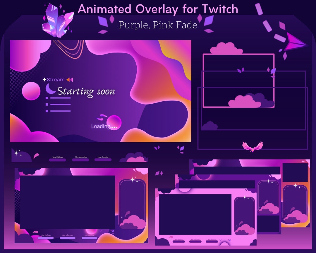 Animated Purple Sunset Twitch Overlay Package (digital Download) - Etsy