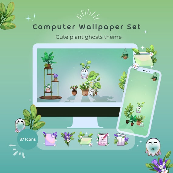 Plant Desktop Theme Wallpaper Organizer, Folder Icon Custom Cute Wallpaper,  Computer Wallpaper Desktop Icon Kawaii Wallpaper Folder Icon Set - Etsy