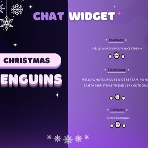 Christmas Chat Widget for twitch, cozy cute chat, chatbox, twitch christmas, winter, penguin, OBS