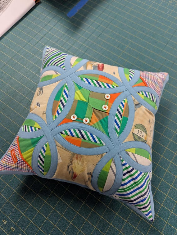 Memory pillow made from your loved one's clothing, custom patchwork keepsake gift. (14" Square)