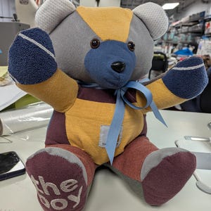 Custom Patchwork Memory Bear, 10" Keepsake Teddy, Clothing Memorial Keepsake