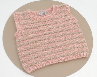 Baby pullover size 68-74, alpaca, cotton, handmade vest, striped vest