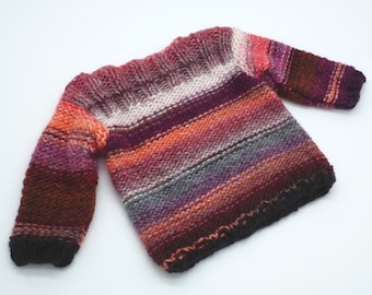 Baby sweater size 56-62, new wool, handmade striped shirt, baby party gift, first equipment newborn, infant