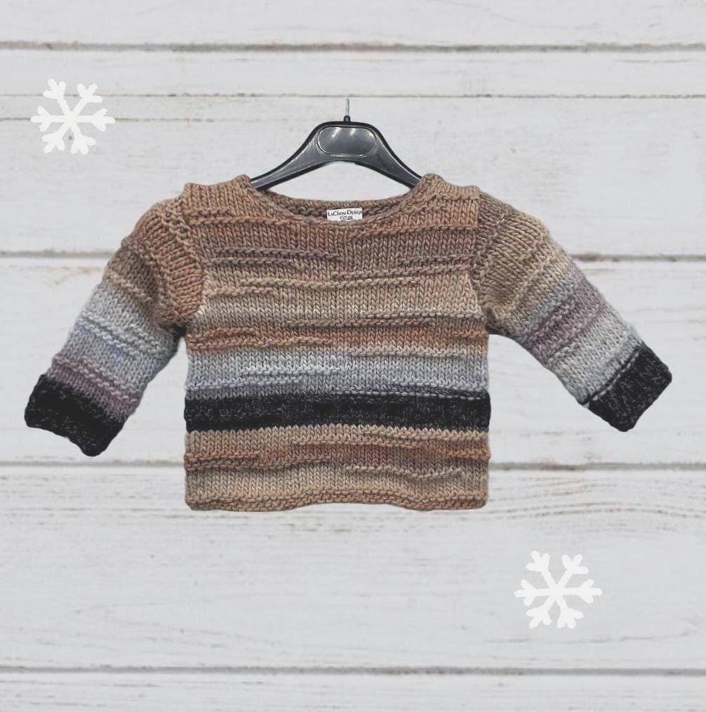 Kinder Streifenpulli 80 86, Strick Shirt, Strukturmuster, langer