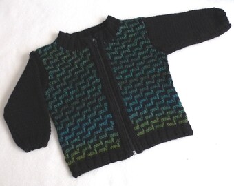 Kinder Jacke, Gr. 80-86, Alpaka, Schurwolle, 1-1,5 Jahre, handgestrickt, Pullover, Weste, Janker