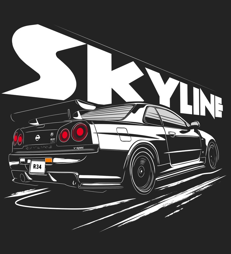 JDM Legends Car Skyline GT-R R34 Instan Download.png.jpeg.svg Silhuotte ...
