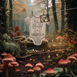 Mushroom Baby Announcement, Forest Pregnancy Announcement, Magical Baby Reveal, Editable, Social Media Reveal with Ultrasound, Fairy Garden