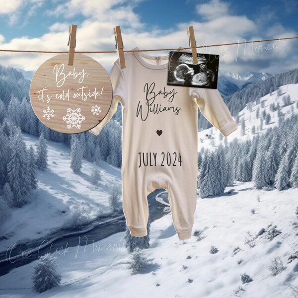 Cute Winter Pregnancy Announcement, December Baby Announcement, January Baby, Baby its Cold Outside Social Media Reveal, Ski Snow Baby