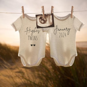Twins Digital Pregnancy Announcement, Beach Bum Babies Announcement, Summer Twins Social Media Reveal, Spring Rainbow Babies Share Family