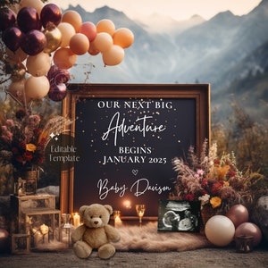 Adventure Pregnancy Announcement Digital, Camping Baby Announcment, Editable Template, Social Media Reveal, Outdoorsy Baby Reveal, Instagram