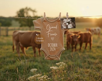 Neutral Pregnancy Announcement, Farm Baby Reveal, Grand Finale, Cow Field Last Baby, Digital Download Social Media, Facebook Instagram