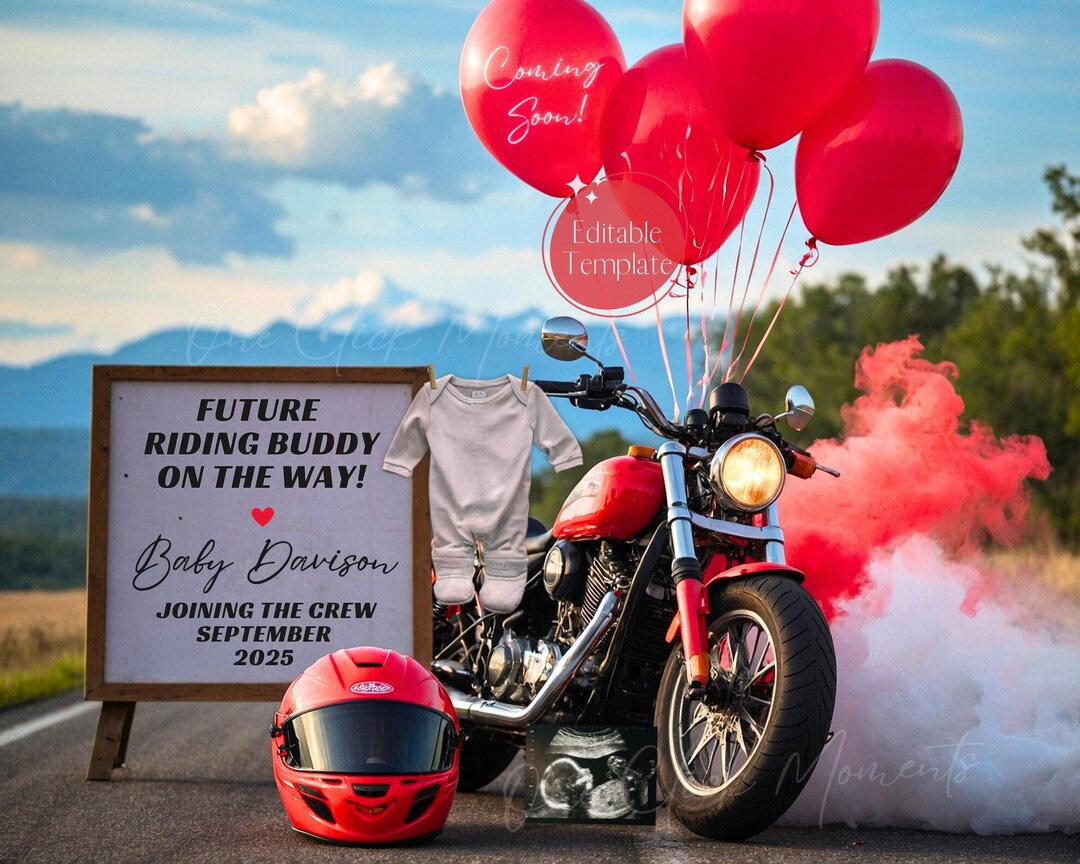 Digital Motorcycle Pregnancy Announcement, Biker Baby Reveal, New Dirt ...