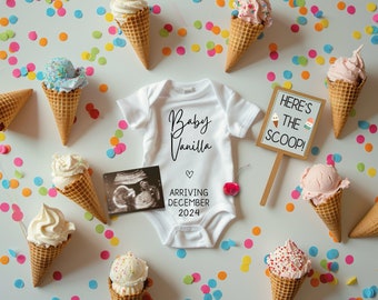 Ice Cream Pregnancy Announcement: Summer Baby Reveal (Digital Editable Template)