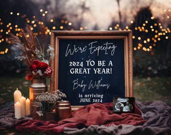 2026 New Years Pregnancy Announcement Digital, Magical New Years Baby Announcement, January Social Media Reveal, Editable Template Instagram