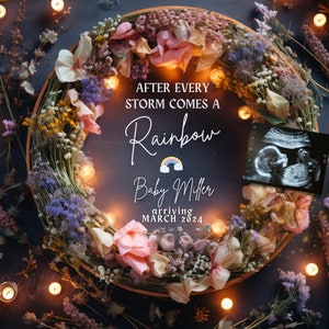 Digital Rainbow Pregnancy Announcement, Magical Rainbow Baby Announcement, Editable Social Media Ultrasound, Miracle Baby After Loss Reveal