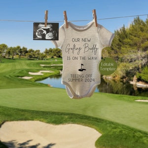 Digital Golf Pregnancy Announcement, Little Caddie Baby Announcement, Golfing Buddy Gender Reveal, It's a BOY, Father's Day Sports Template