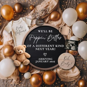 Digital New Years Pregnancy Announcement, Magical 2026 Baby Announcement, January Social Media Reveal, Instagram Wreath with Ultrasound