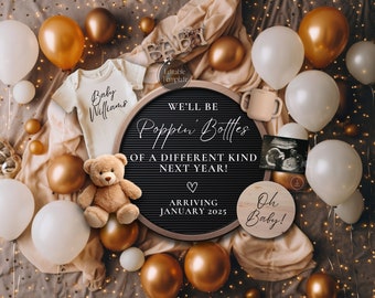 Digital New Years Pregnancy Announcement, Magical 2026 Baby Announcement, January Social Media Reveal, Instagram Wreath with Ultrasound