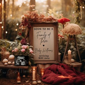 Enchanting Pregnancy Announcement Digital, Fairy Garden Baby Announcement, Magical Forest Baby, Social Media Gender Neutral Baby Reveal