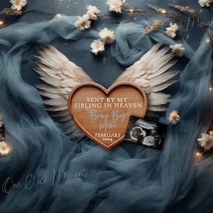Magical Boy Pregnancy Announcement, Digital Rainbow Baby Boy Announcement, Social Media Gender Reveal, Sent from Heaven, Blue Angel Wings