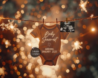 Digital New Years Pregnancy Announcement, Magical 2026 Baby Announcement, January Social Media Fireworks Reveal, Gender Neutral Countdown
