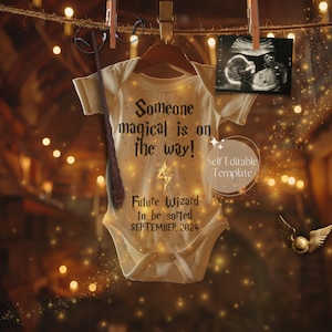 Magical Wizard Pregnancy Announcement, Future Wizard Baby Announcement, Digital Sorcerer Gender Reveal, Little Witch Baby on the Way