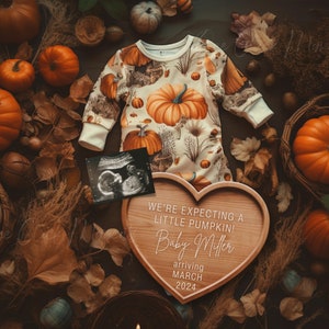 Pumpkin Pregnancy Announcement, Fall Baby Announcement, Thanksgiving Social Media Birth Reveal, Unique Autumn Baby Reveal, Editable Template