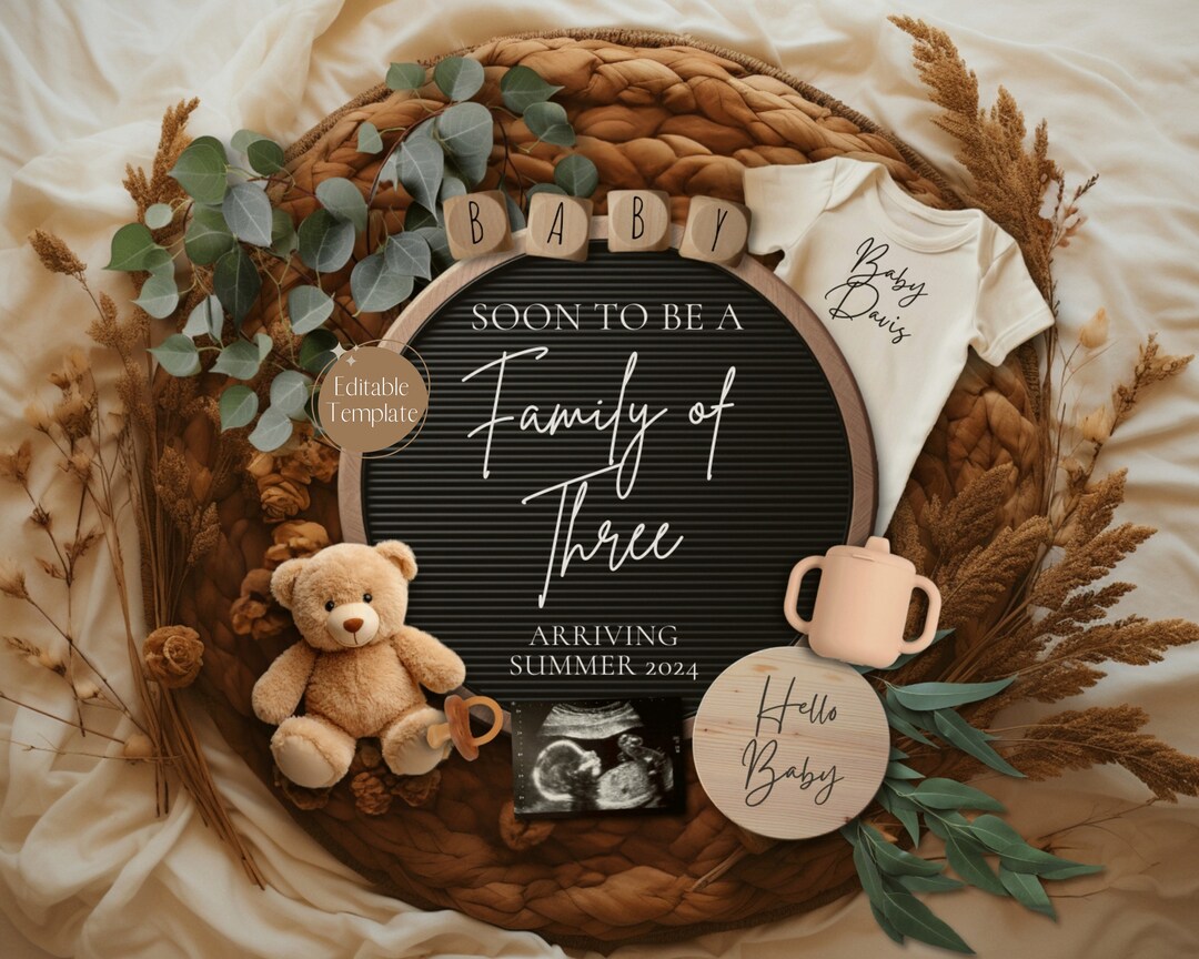 Gender Neutral Pregnancy Announcement Digital, Minimalist Baby