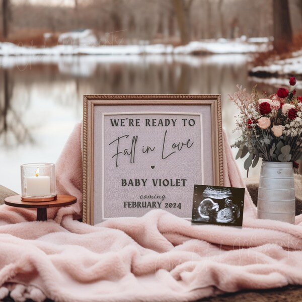 Winter Pregnancy Announcement, Baby Announcement, Pink Girl Gender Reveal, Instagram Social Media Reveal, Fall in Love, Having a Little Girl