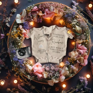 Magical Rainbow Twins Pregnancy Announcement, Floral Twin Babies Announcement, Digital Social Media Twin Reveal, Fraternal Identical Twins